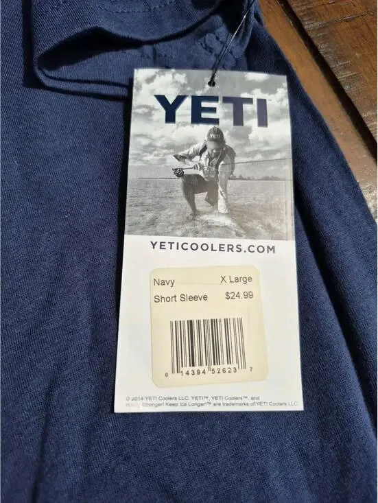 Yeti Coolers T-Shirt Navy Men Summer Spring Blue XL Granola 100% Cotton NWT - Picture 3 of 4